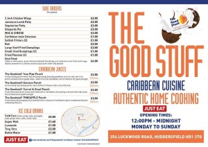 The Good Stuff Caribbean Food Menu Front